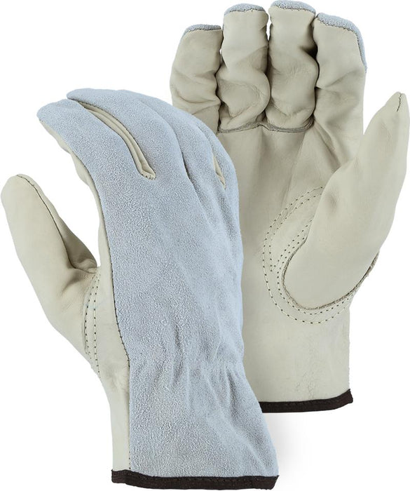 Majestic 1533GS Split Back Goatskin Driver Gloves Beige/Gray (DOZEN) - Global Construction Supply