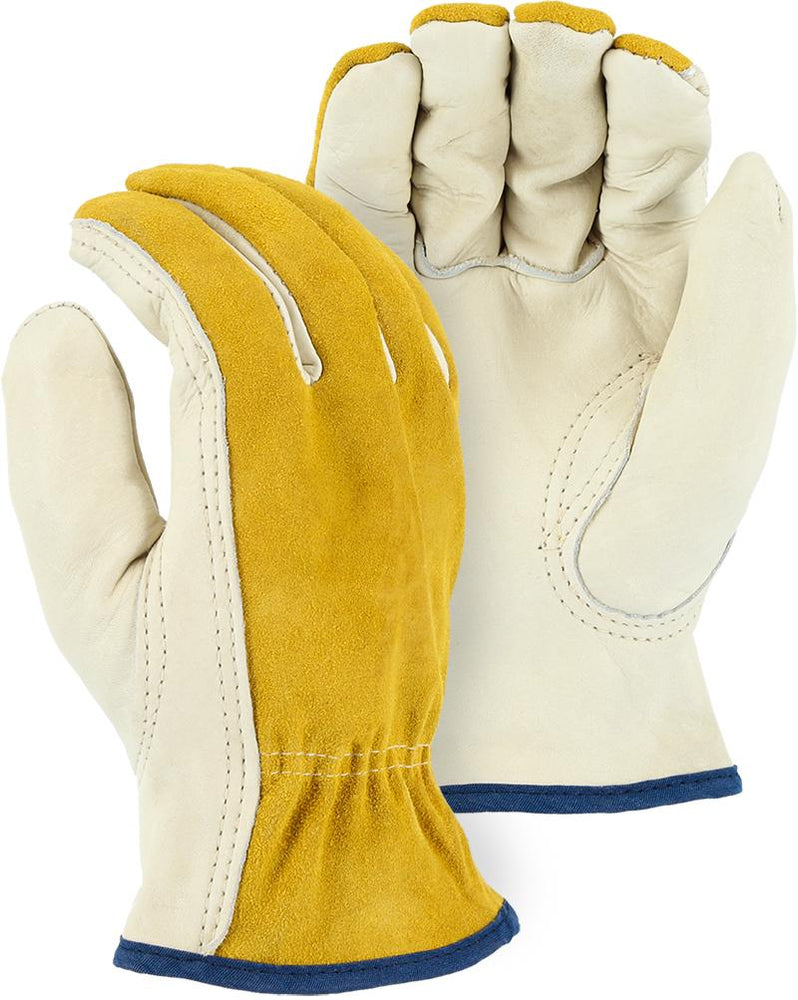 Majestic 1535 Cowhide Palm Leather Winter Driver Gloves Red Fleece Lined (DOZEN) - Global Construction Supply