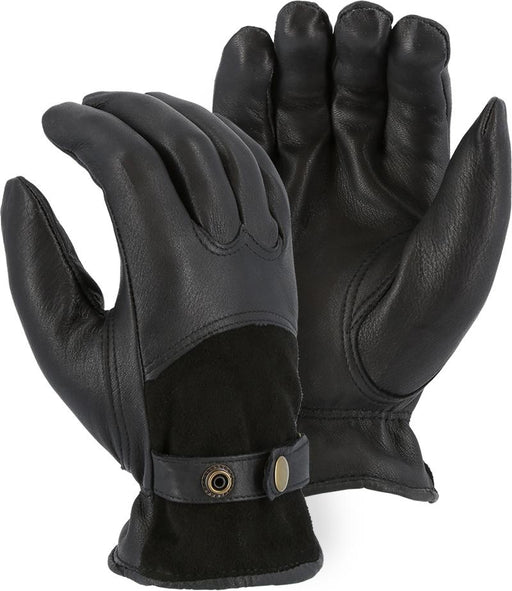 Majestic 1546T Black Deerskin Leather Driver Gloves Thinsulate Lined (DOZEN) - Global Construction Supply