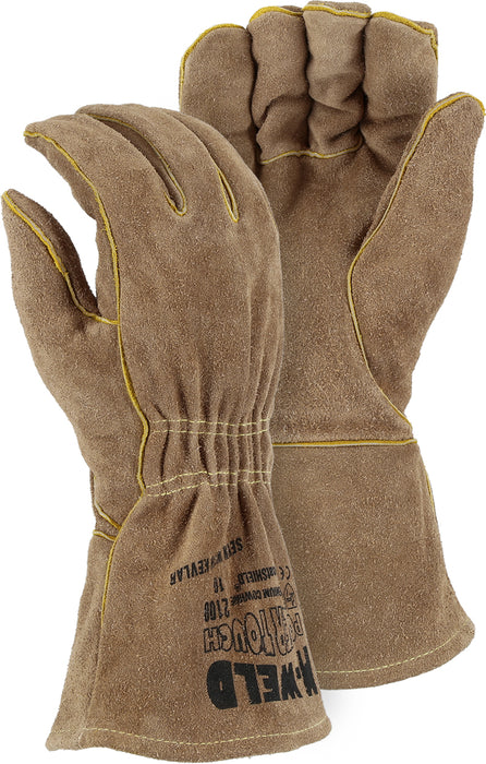Majestic 2100 M-Weld Side Split Cowhide Leather Welders Gloves Kevlar Sewn (DOZEN)
