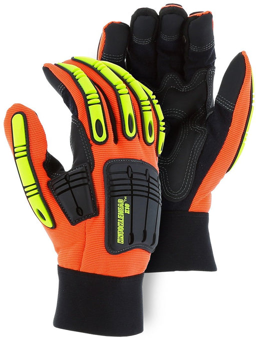 Majestic 21242HO Hi Vis Orange Armor Skin Knucklehead XL0 Gloves (DOZEN) - Global Construction Supply