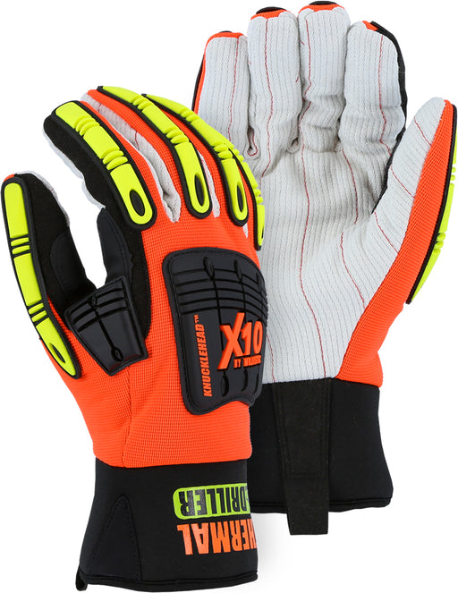 Majestic 21267HO Knucklehead Winter Driller Mechanics Glove w Cotton Palm and Impact Protection (DOZEN)