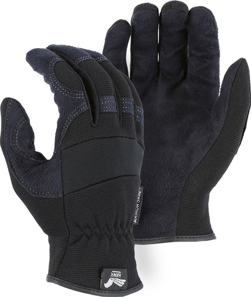 Majestic Hawk 2136BK Black Armor Skin Mechanic Style Gloves Slip-on (DOZEN): Global Construction Supply