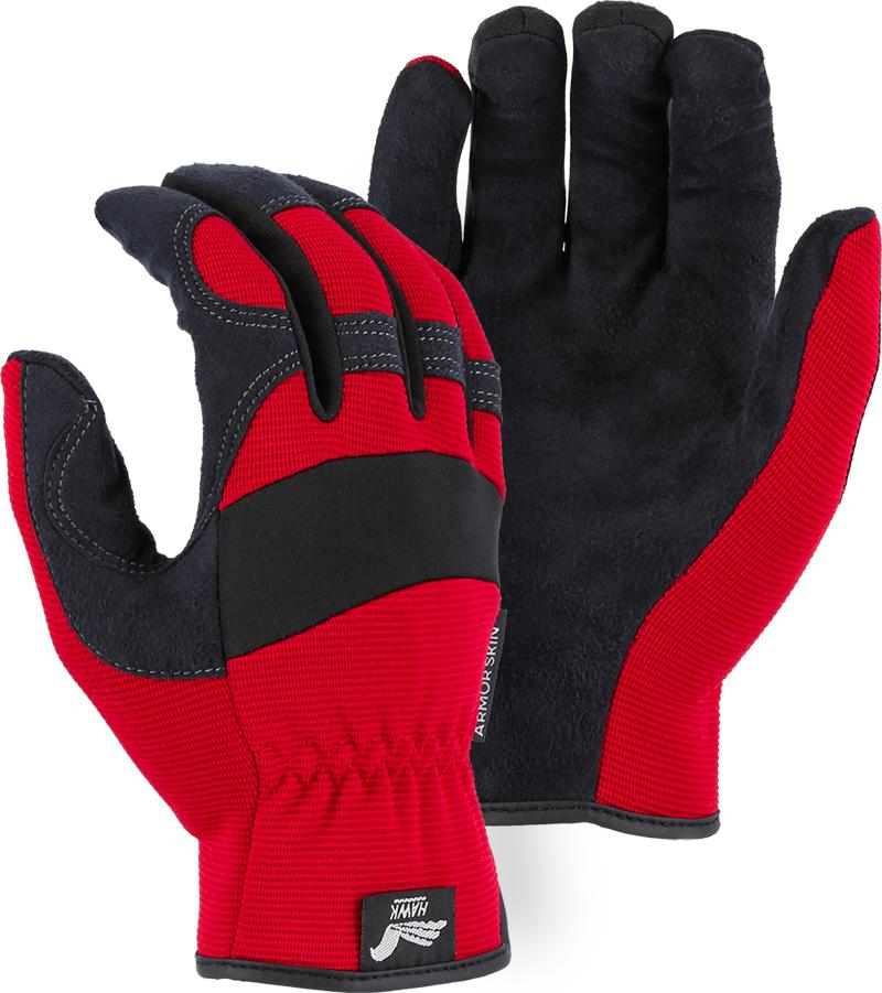 Majestic Hawk 2136R Red Armor Skin Mechanic Style Gloves Slip-on (DOZEN): Global Construction Supply