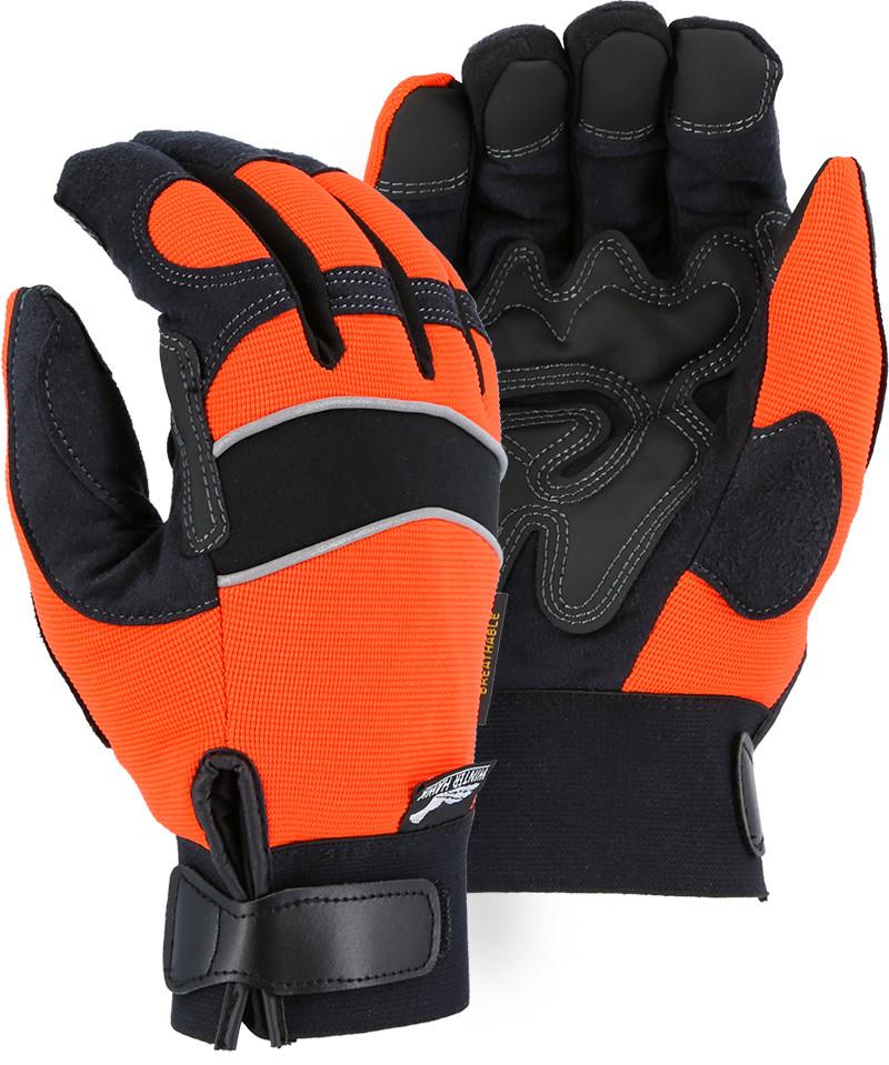 Majestic Winter Hawk 2145HOH Hi Vis Orange Armor Skin Mechanic Style Gloves (DOZEN): Global Construction Supply