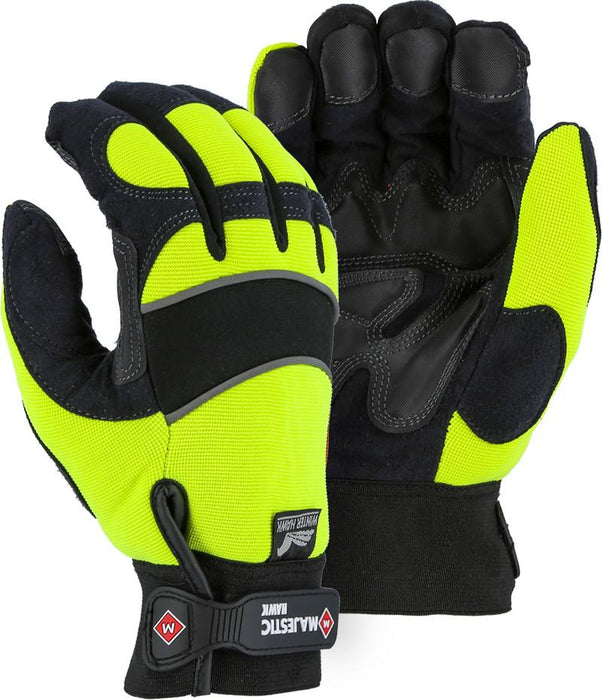 Majestic Winter Hawk 2145HYH Hi Vis Yellow Armor Skin Mechanic Style Gloves (DOZEN): Global Construction Supply