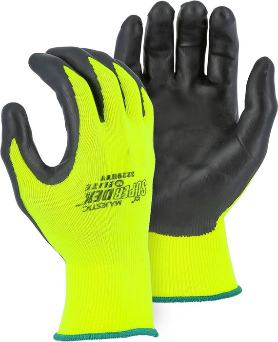Majestic 3229HVY Hi Vis Yellow SuperDex Elite Gloves Foam Nitrile Palm Coated (DOZEN) - Global Construction Supply