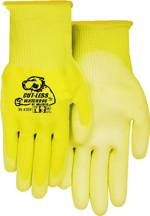 Majestic 35-435Y Hi Vis Yellow HPPE Cut Resistant PU Coated Gloves (DOZEN): Global Construction Supply