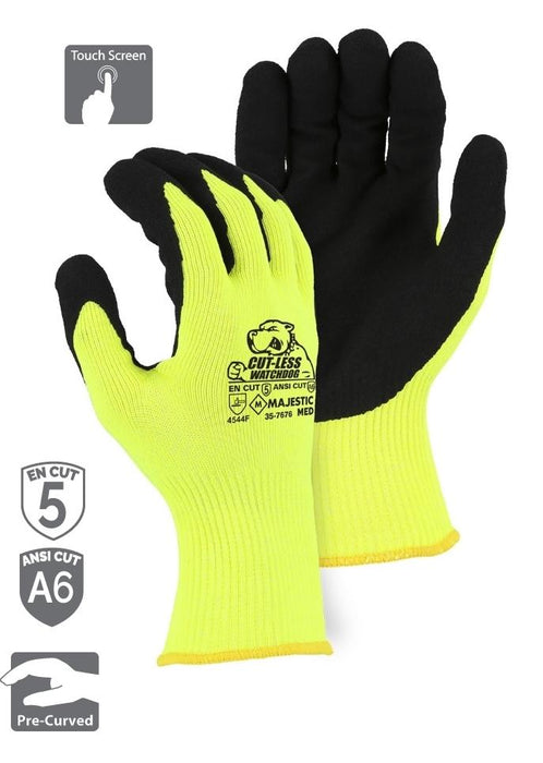 Majestic 35-7676 Touchscreen Cut-Less Watchdog® Glove with Sandy Nitrile Palm, A6 Cut (DOZEN): Global Construction Supply