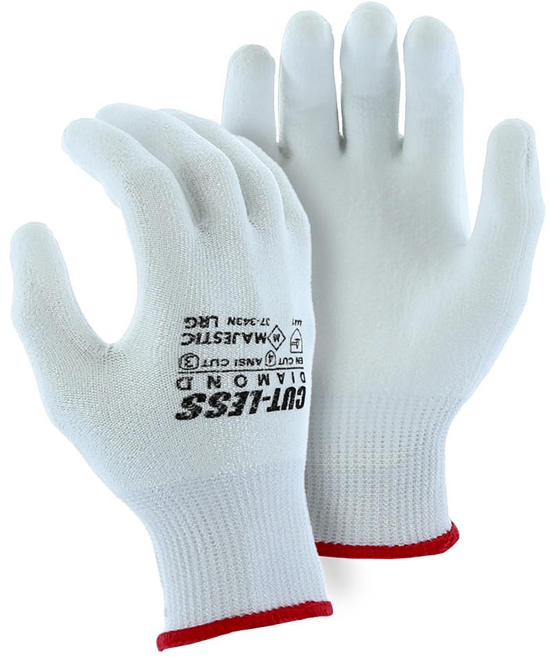 Majestic 37-343N Cut Resistant Gloves Dyneema Diamond Heavy Seamless Knit White Polyurethane Palm (DOZEN): Global Construction Supply