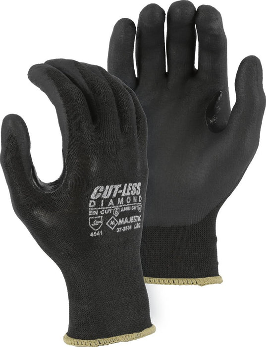 Majestic 37-3565 Touchscreen Cut Resistant Gloves CUT-LESS Diamond Black Seemless Knit Glove with Foam Nitrile Palm (DOZEN): Global Construction Supply