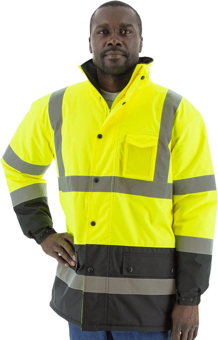 Safety Jacket Majestic 75-1303 CL3 Hi Vis Yellow Parka: Global Construction Supply