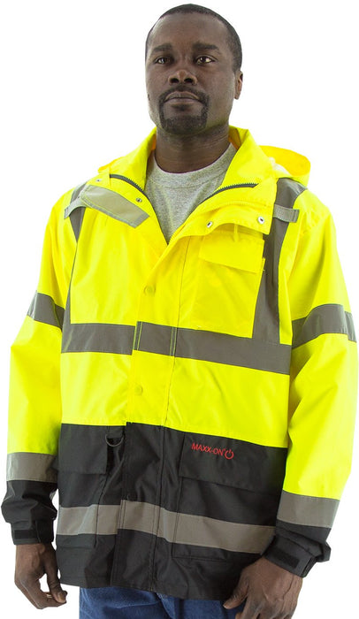 Safety Jacket Majestic 75-1307 CL3 Hi Vis Yellow Parka with Black Bottom: Global Construction Supply