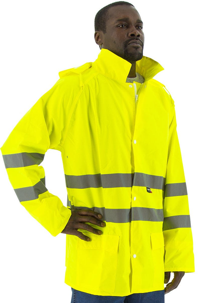 Safety Jacket Majestic 75-1351 CL3 Hi Vis Yellow Rain Jacket: Global Construction Supply