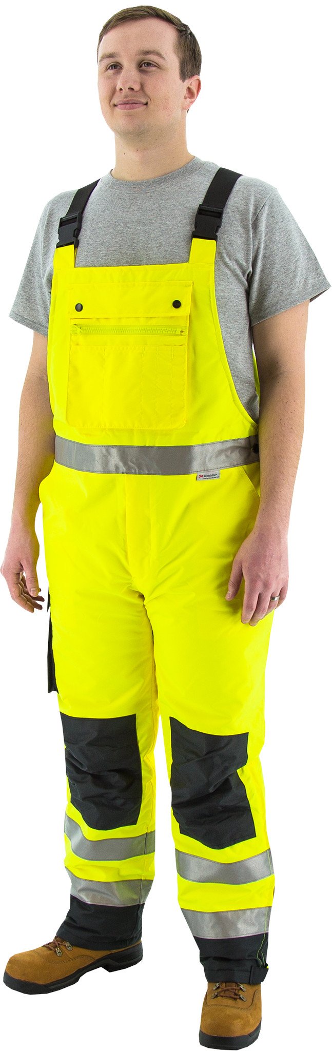 Majestic 75-2357 High Visibility Quilted, Insulated Waterproof Bib Overall - Yellow/Black