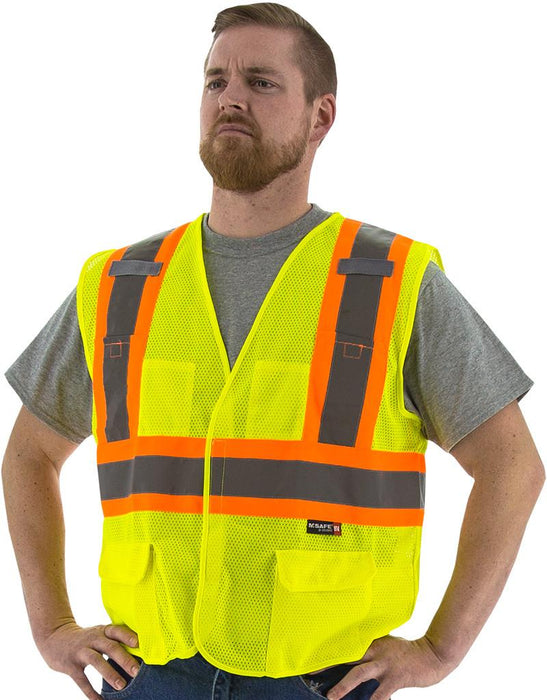 Safety Vest Majestic 75-3211 CL2 Hi Vis Mesh Vest with DOT Striping: Global Construction Supply