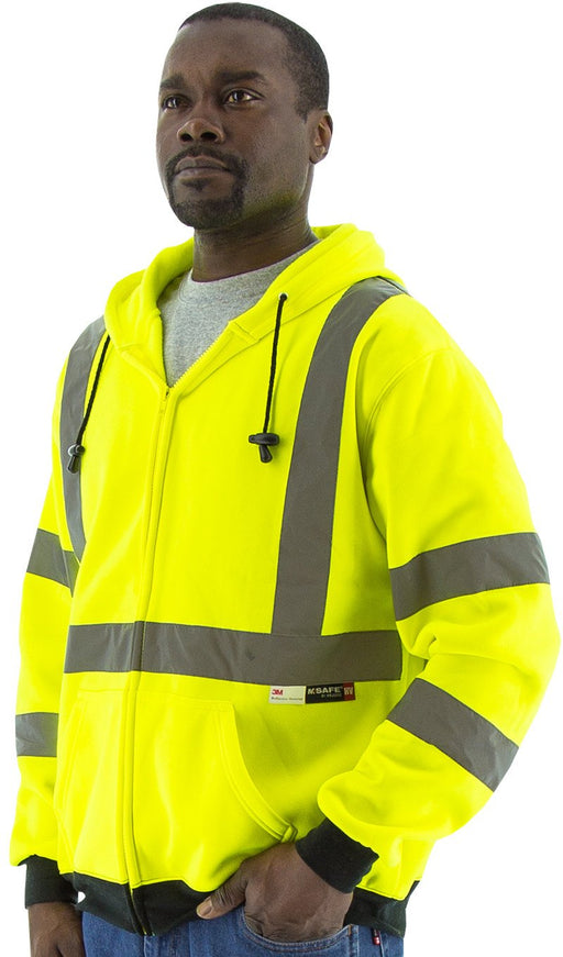 Majestic 75-5323 Hi Vis Yellow Zipper Sweatshirt ANSI Class 3: Global Construction Supply