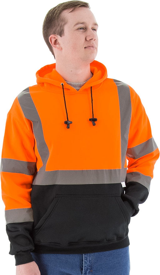 Majestic 75-5328 Hi Vis Orange Pullover Sweatshirt ANSI Class 3 Black Bottom: Global Construction Supply