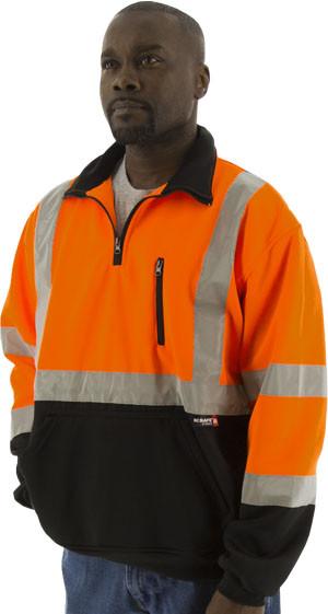 Majestic 75-5336 Hi Vis Orange 1/4 Zip Sweatshirt with Teflon ANSI Class 3: Global Construction Supply