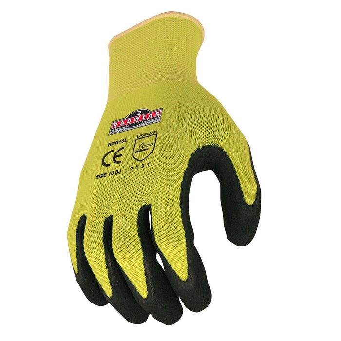 Radians RWG10 RADWEAR® SILVER SERIES™ Hi-Viz Knit Dip Gloves (DOZEN): Global Construction Supply