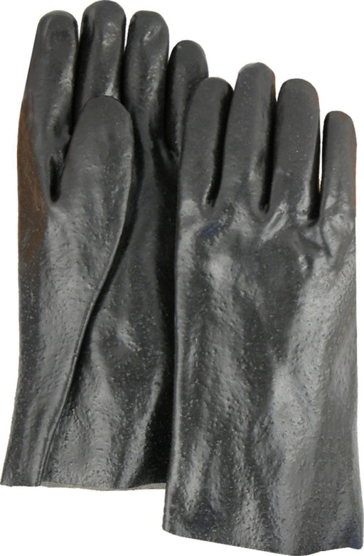 Majestic 3362R Black PVC Dipped Gloves Rough Finish Interlock Lined 12" (DOZEN) - Global Construction Supply