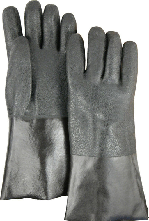 Majestic 3364J Black PVC Dipped Gloves Sand Finish Jersey Lined 14" (DOZEN) - Global Construction Supply