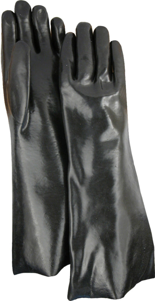 Majestic 3367 Black PVC Dipped Gloves Smooth Finish. Interlock Lined 18" (DOZEN) - Global Construction Supply