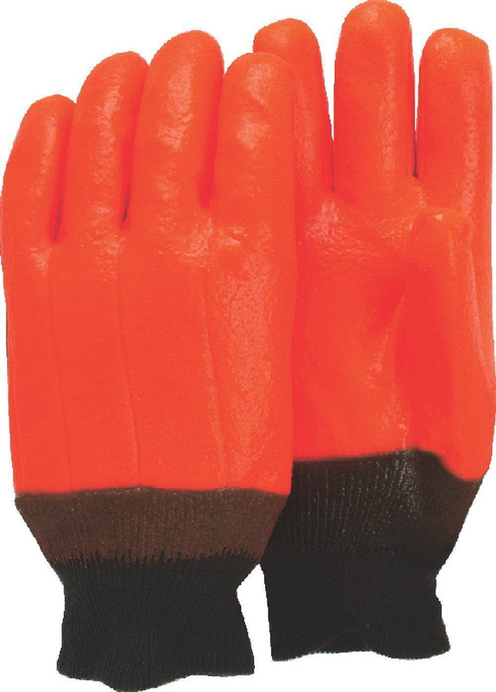 Majestic 3370 Orange PVC Dipped Gloves Smooth Finish Foam Lined Knit Wrist (DOZEN) - Global Construction Supply