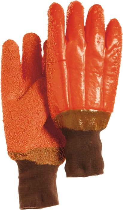 Majestic 3370G Orange PVC Dipped Gloves Gritty Finish Foam Lined Knit Wrist (DOZEN) - Global Construction Supply