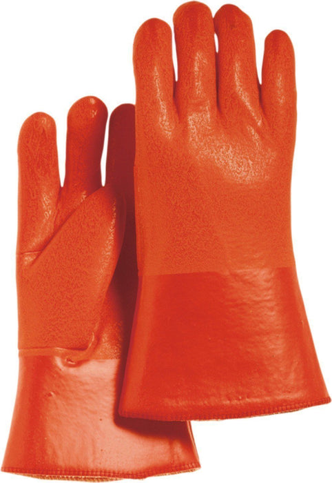 Majestic 3374 Orange PVC Dipped Gloves Sand Finish Foam Lined 12" (DOZEN) - Global Construction Supply