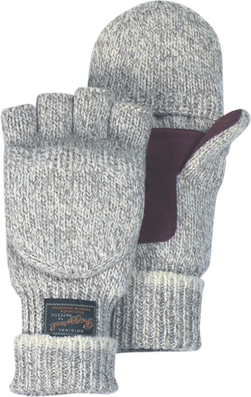 Majestic 3422P Fingerless 2-Ply Rag Wool Knit Gloves Hood Palm Patch T ...
