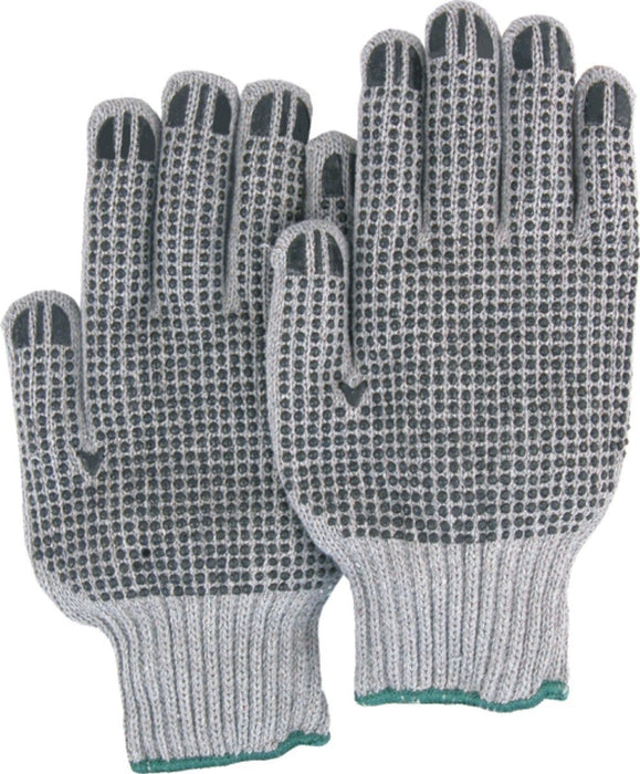 Majestic 3829G Heavy Duty String Knit Gloves Pvc Dots Gray (DOZEN