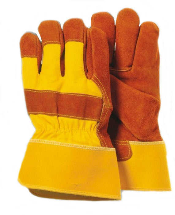 Majestic 4501Y Split Cowhide Leather Work Gloves Safety Cuff Yellow/Brown (DOZEN): Global Construction Supply