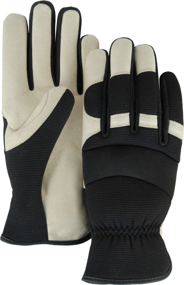 Majestic Bald Eagle 2152D Beige Pigskin Leather Palm Mechanic Style Gloves Black Stretch Back (DOZEN): Global Construction Supply