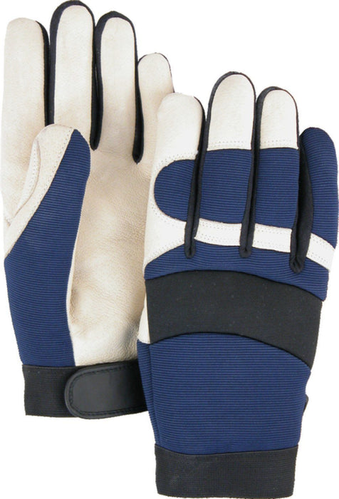 Majestic Bale Eagle 2152T Beige Pigskin Palm Mechanic Style Gloves Blue Stretch Back Thinsulate Lined (DOZEN): Global Construction Supply