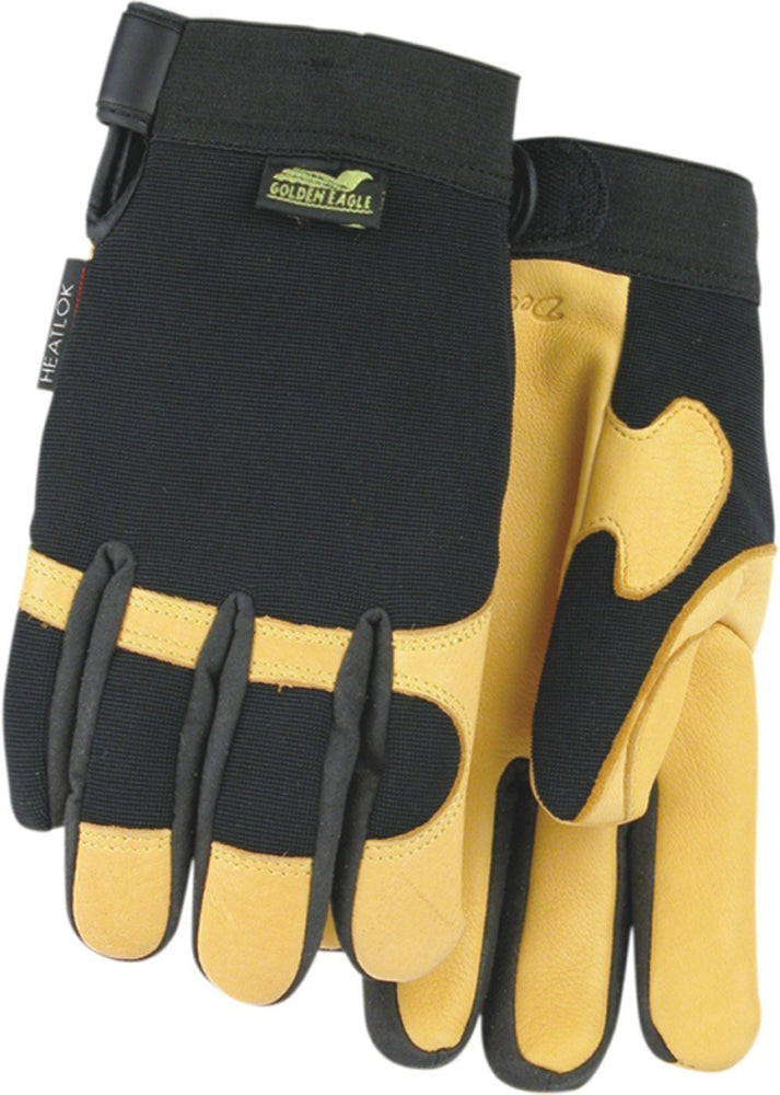 Majestic Golden Eagle 2150H Gold Deerskin Leather Palm Mechanic Style Gloves Heatlok Lined (DOZEN): Global Construction Supply