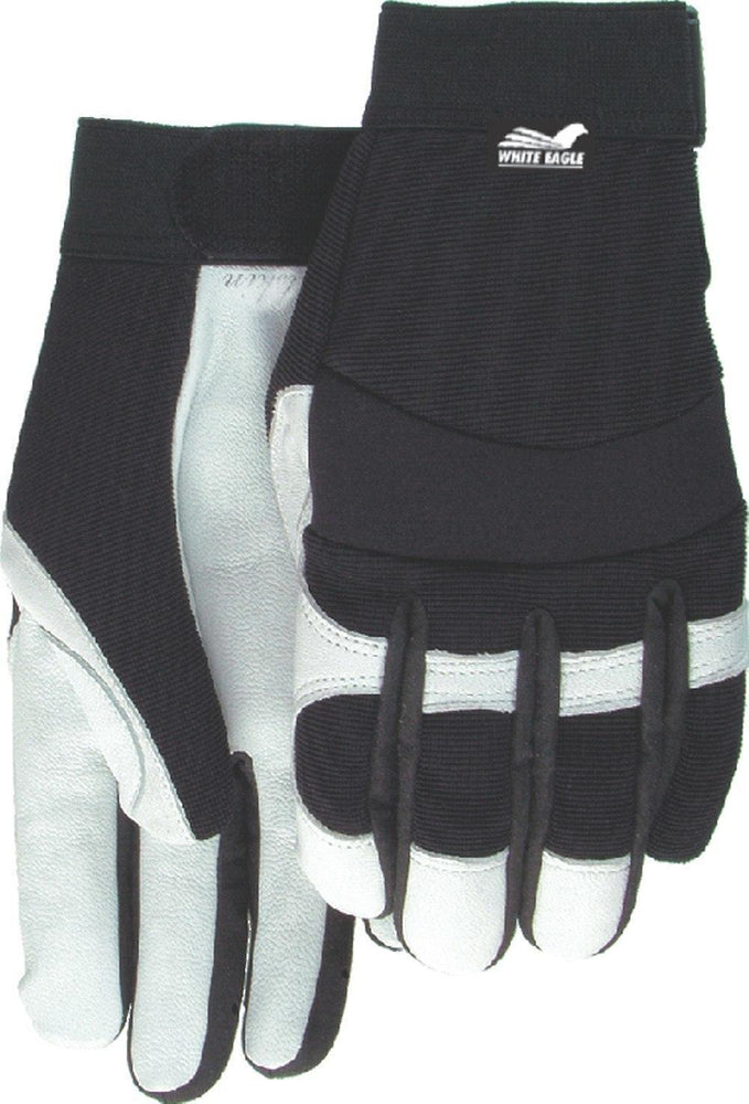 Majestic Kids' White Eagle 2153-S White Goatskin Leather Palm Gloves Black Knit Back (DOZEN): Global Construction Supply