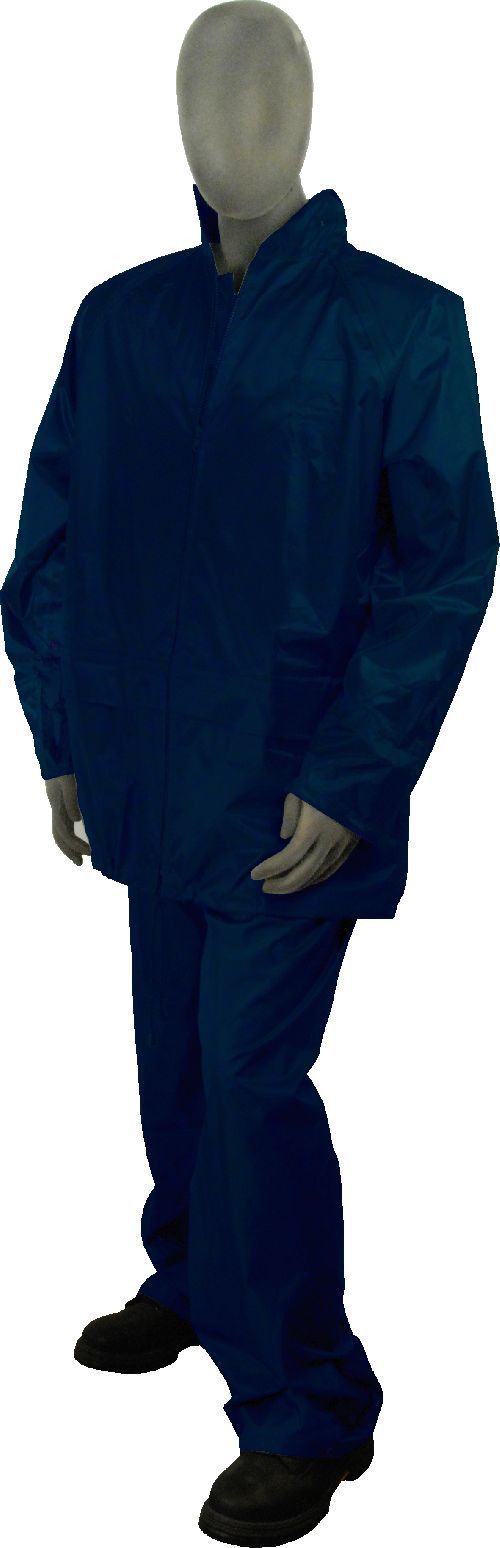 Majestic 71-2010 Navy Blue Poly/PVC Coated Rainsuit Pants and Jacket: Global Construction Supply